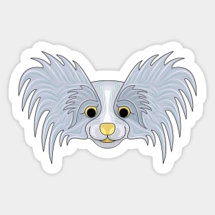 cute silver papillon dog face Sticker